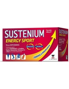 Sustenium Energy Sport - Integratore alimentare Formula Endurance Astuccio da 10 buste da 20 g. Gusto arancia.