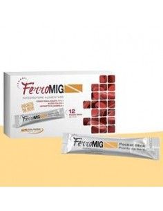 FerroMig - Integratore di Ferro, Acido folico e Vitamina C 12 Stick pack da 15 ml