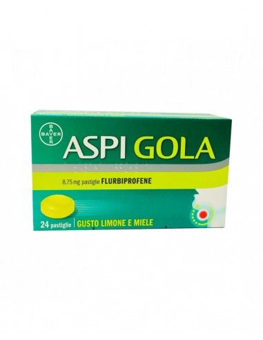 Aspi Gola - Mal di Gola Confezione da 24 pastiglie, gusto miele e limone