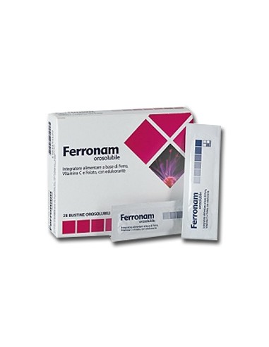 Ferronam – Integratore alimentare di Ferro, Vitamina C ed Acido Folico 28 bustine orosolubili